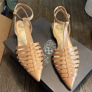 Vince Camuto sandstone pointy flats.